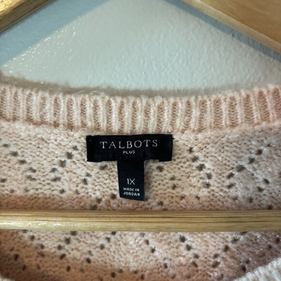 Talbots Womens Sweater Peach Beige Textured Long Sleeve Pullover Sz 1X - Picture 3 of 7